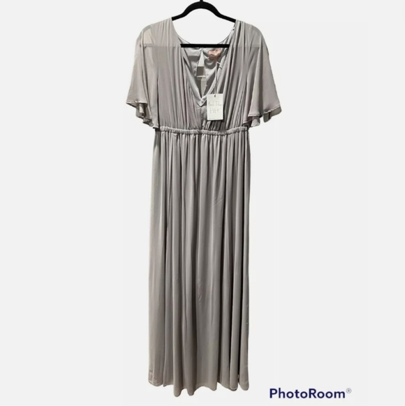 Show Me Your Mumu Emily Empire Maxi Dress Dove Grey Chiffon Size 1X - Picture 2 of 5